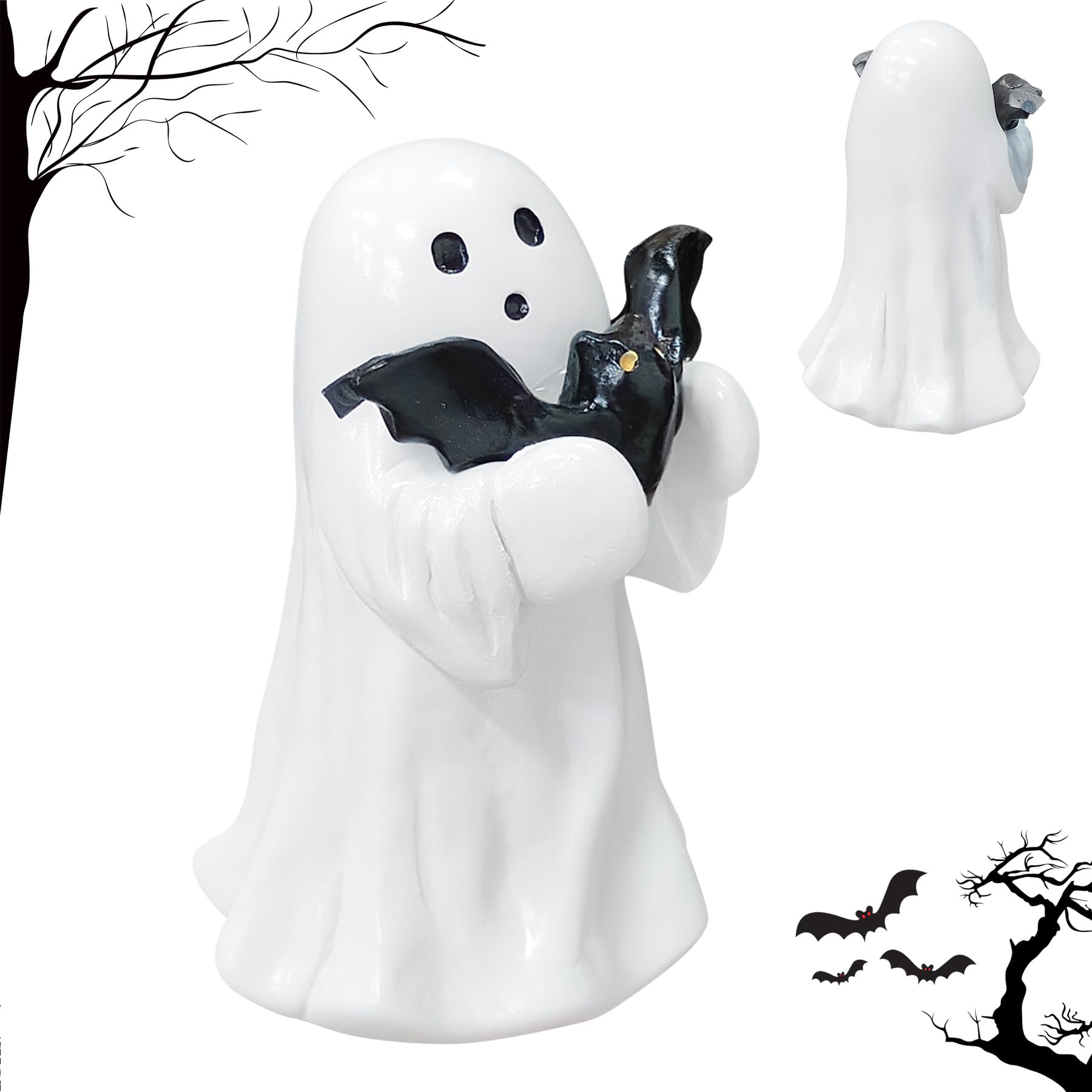 Halloween Ghost Figurine-Spooky & Cute Ghost Statue for Home, Desk, Party Decor | FunnyGhost Halloween Decor Indoor